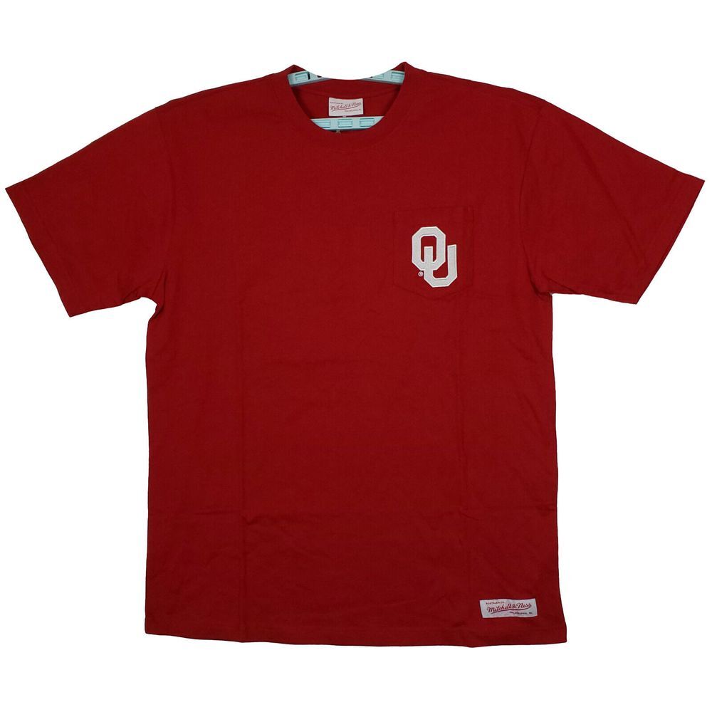 OU Sooners Mitchell &‎ Ness NCAA Large Shirt Embroidery Logo on Pocket Red NWT